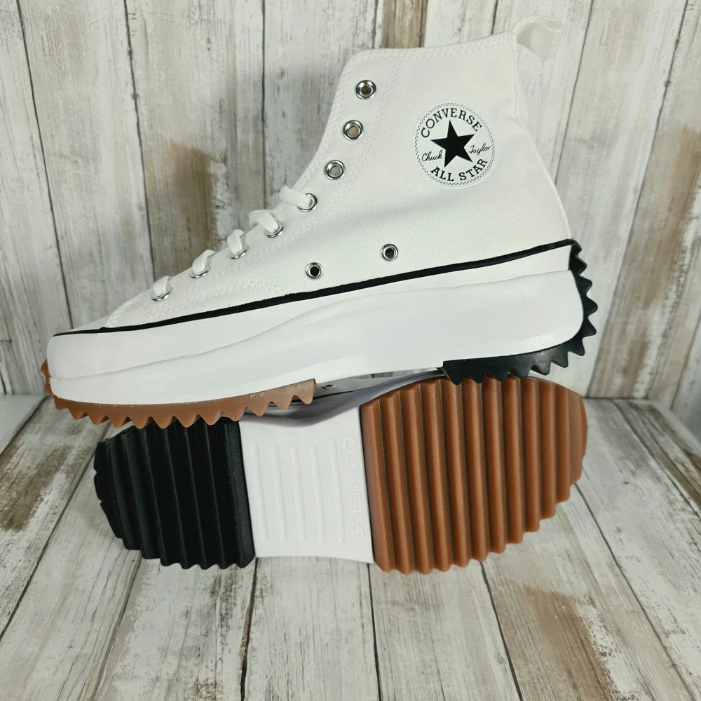 Converse Run Star Hike High Top Platform White Black Gum Mens 9 Womens 10.5 New